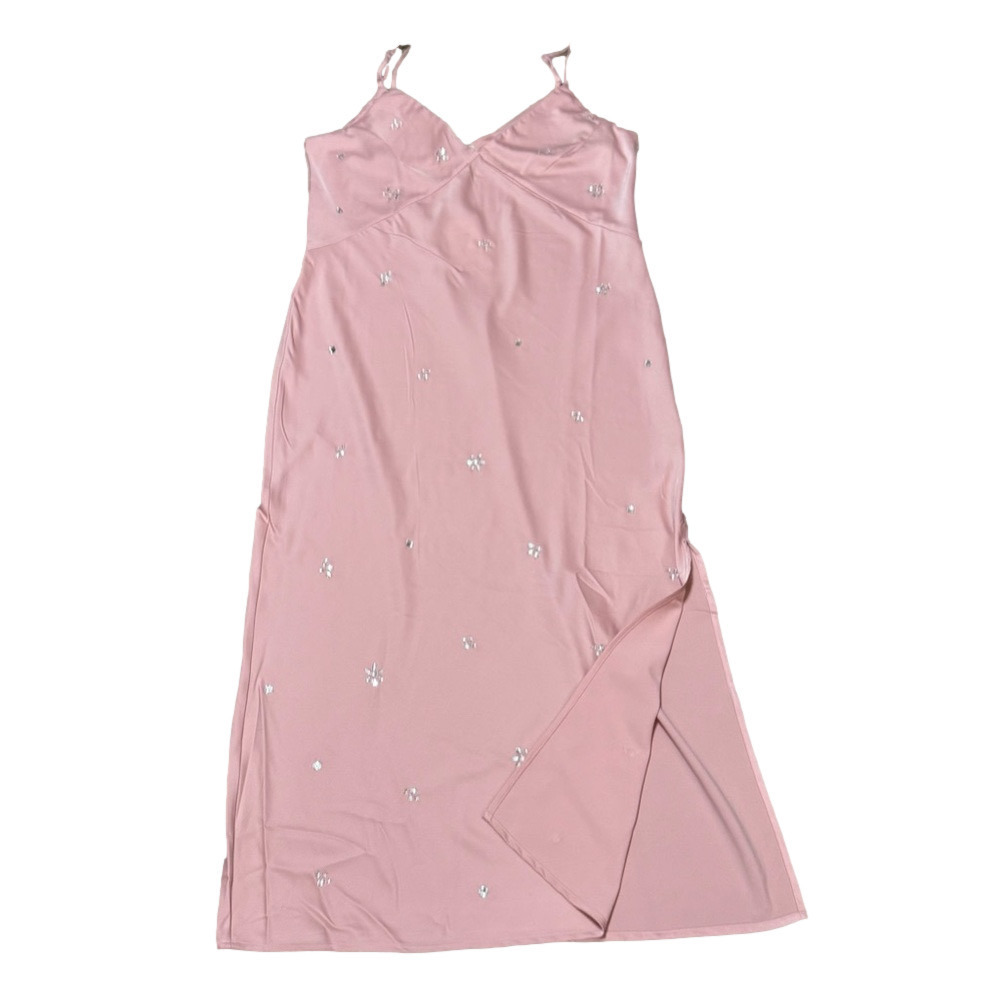 A New Day Dusty Pink Lightweight Deep V-Neck Midi Slip Dress Women Size XL - Picture 13 of 15